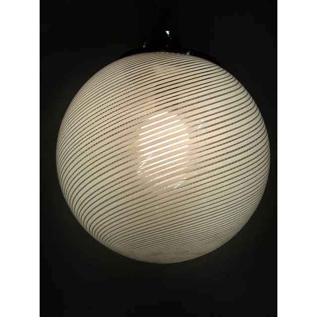Mid-Century White and Crystal Murano Glass Reticello Light by Mario Botta for Venini, 1970s For Sale - Image 7 of 18
