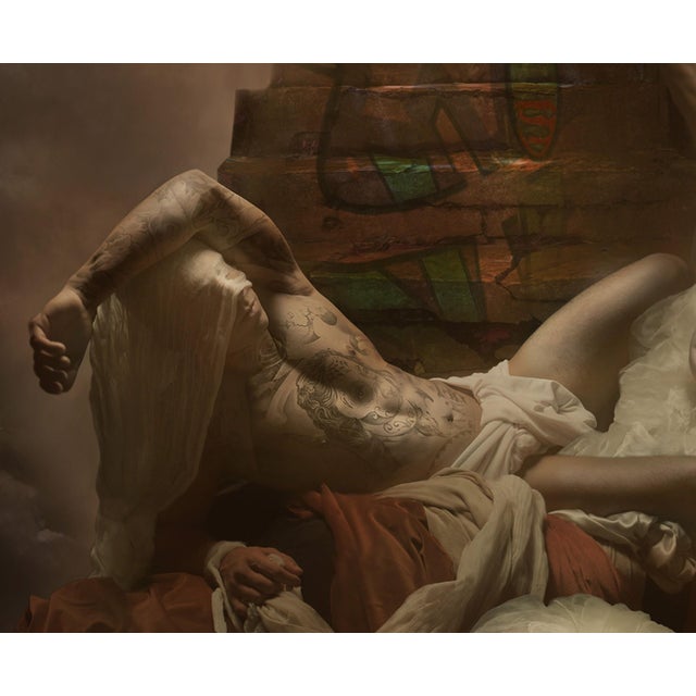 The Stairs by Mariska Karto | Photocollage on aluminum depicting figures in a dramatic composition For Sale - Image 4 of 5