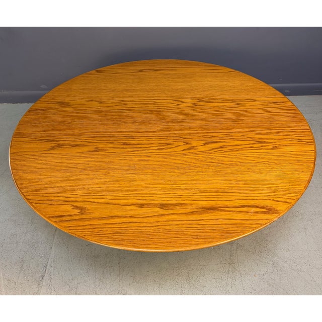 Brown 1970s Warren Platner for Knoll International Coffee Table Oak Top, Steel Base For Sale - Image 8 of 9