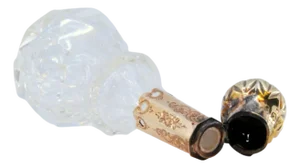 Perfume Bottle in Cut Glass and Gold Cap
