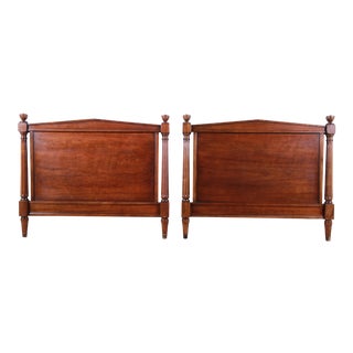 Kindel Furniture Neoclassical Walnut Twin Headboards - a Pair For Sale