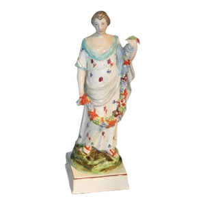 Large Antique 19th Century Enoch Wood English Staffordshire Pearlware Figure of Flora C. 1820