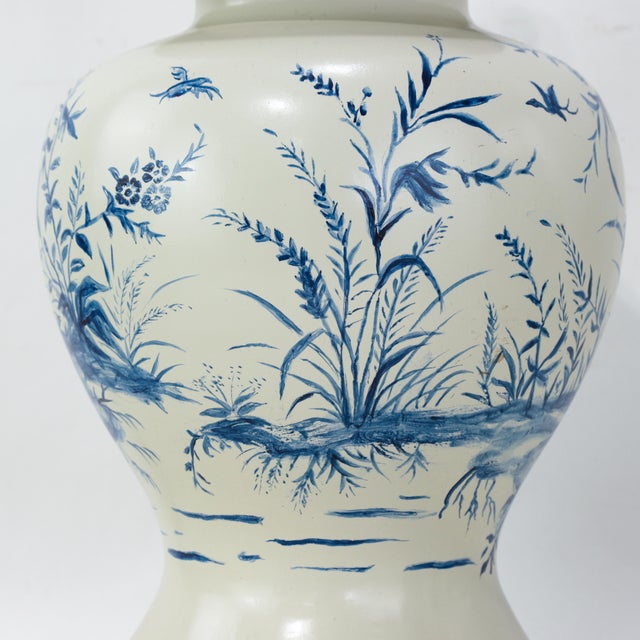 Pair of Vintage Blue and White Ceramic Ginger Jar Table Lamps For Sale - Image 9 of 13