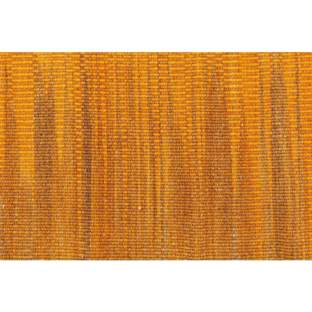 Luminous Burnt Orange With Brown Gradient Flatweave Rug "Emberfall" For Sale In New York - Image 6 of 7