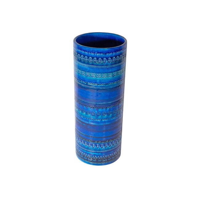 A ceramic vase in the Rimini Blue pattern produced by the Italian design manufacturer Bitossi for Crate & Barrel. Made in...