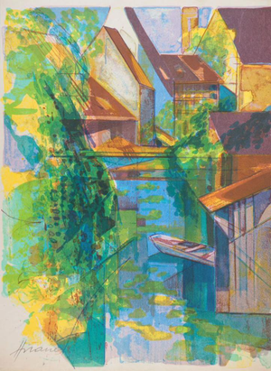 Camille Hilaire, La Lauch à Colmar, Lithograph