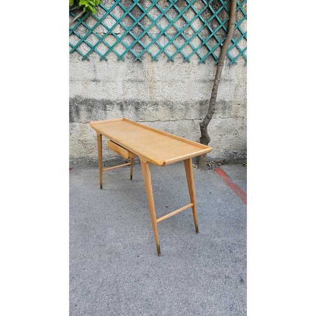 Mid-Century Modern Writing Desk in Ash Wood by Gio Ponti , 1950s For Sale - Image 3 of 15