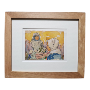 Moret Henry - Pont Aven - Watercolor Painting - Two Women in Brittany - Framed - Late 19th Century