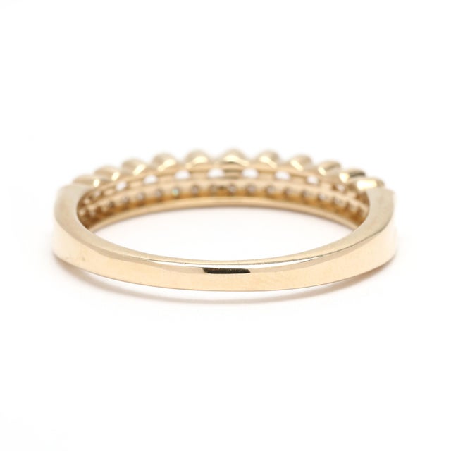 Modern Beaded 2 Row Band Ring, 14k Yellow Gold, Ring Size 6 For Sale - Image 3 of 6