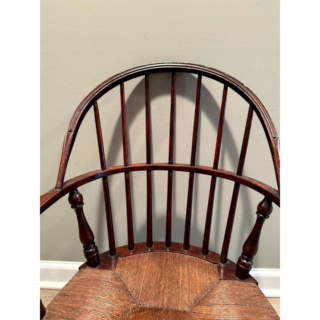 Wood Antique Paine Furniture Co. Boston Child's Windsor Armchair With Original Rush Seat For Sale - Image 7 of 17