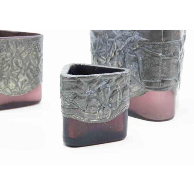 Gray Art Nouveau Pewter Vases, Italy, Early 20th Century, Set of 5 For Sale - Image 8 of 12