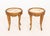 Pair of French Provincial Style Pink Alabaster Top Low Tables, each with oval top above cabriole legs. 17.5" H x 14.75" W...