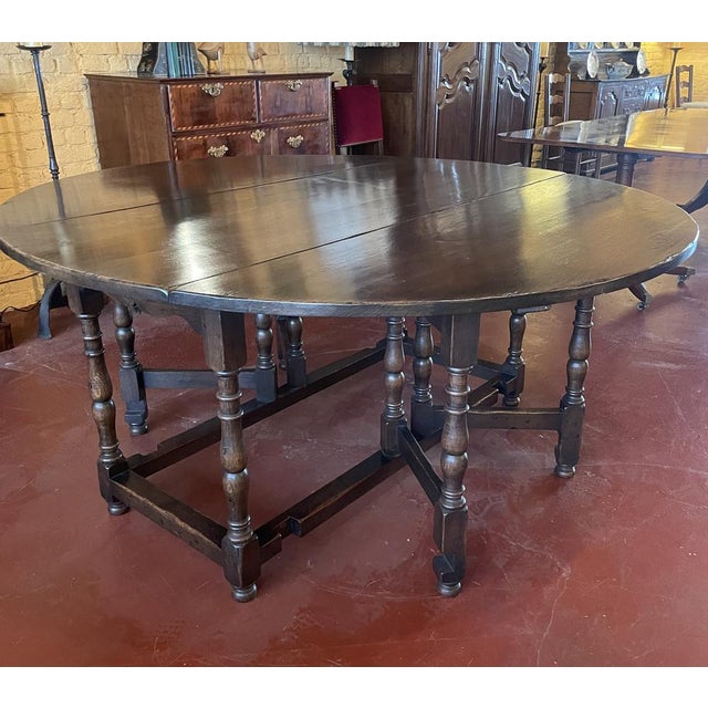 Wood Large Gateleg Table in Oak For Sale - Image 7 of 13