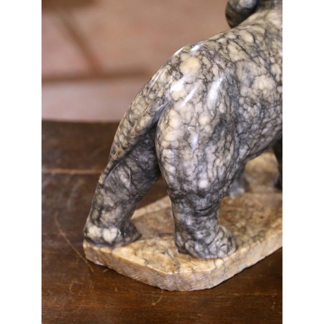 19th Century French Carved Variegated Marble Elephant With Raised Trunk For Sale - Image 9 of 10