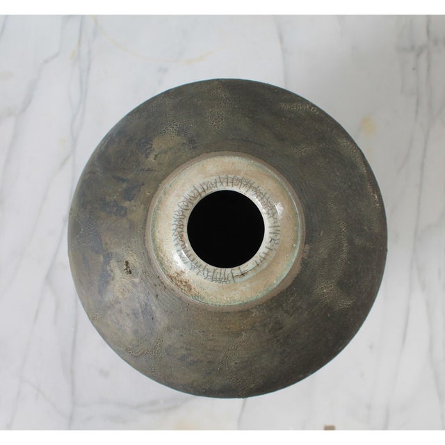 Ceramic 1980's Raku Pottery Bulbous Form Vase For Sale - Image 7 of 9