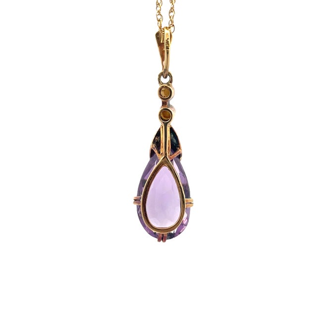Vintage 14k Yellow Gold Amethyst & Seed Pearl Necklace For Sale In New York - Image 6 of 8
