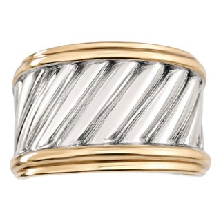 Vintage David Yurman Sculpted Cable Sterling Silver & 14k Gold Ring – Size 8 For Sale