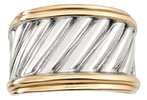 Vintage David Yurman Sculpted Cable Sterling Silver & 14k Gold Ring – Size 8