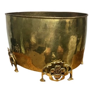 English Brass Prince of Wales Footed Planter For Sale