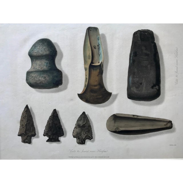 Illustration Antique Color Etching of Ancient Celts Arrow Heads 1860 For Sale - Image 3 of 7