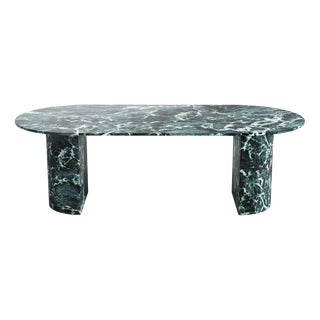 Refleko Oblong Dining Table in Verde Alpi Marble by Stone Valley For Sale