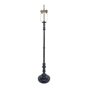 Vintage 1930s Carved Wood Floor Lamp Weighted Bottom for Safety
