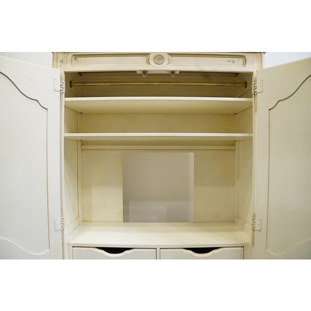 Late 20th Century Ethan Allen Country French Collection Off White 50" Armoire W. Hand Painted Accents 26-5215 For Sale - Image 5 of 13
