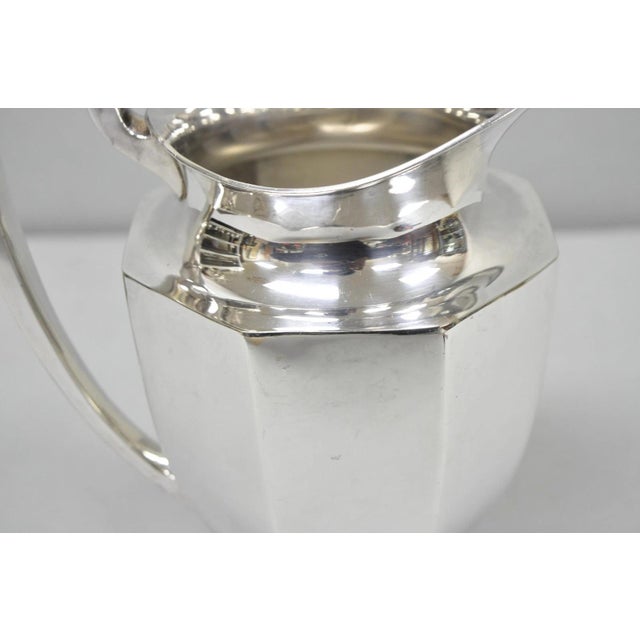 Mid 20th Century Vintage Art Deco Silver Plated Octagonal Faceted Water Pitcher by Homan Plate For Sale - Image 5 of 16