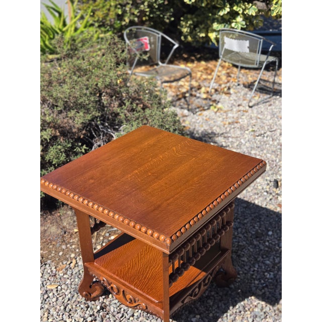 Late 19th Century Antique Victorian 1880s Hunzinger Loly Pop Side Table Quater Sawn Oak For Sale - Image 5 of 11