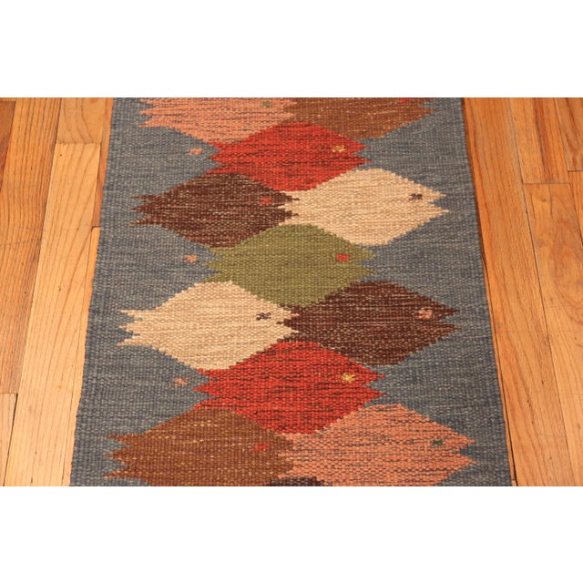 Nazmiyal Collection Modern Swedish Style Fish Kilim Runner Rug For Sale - Image 4 of 5