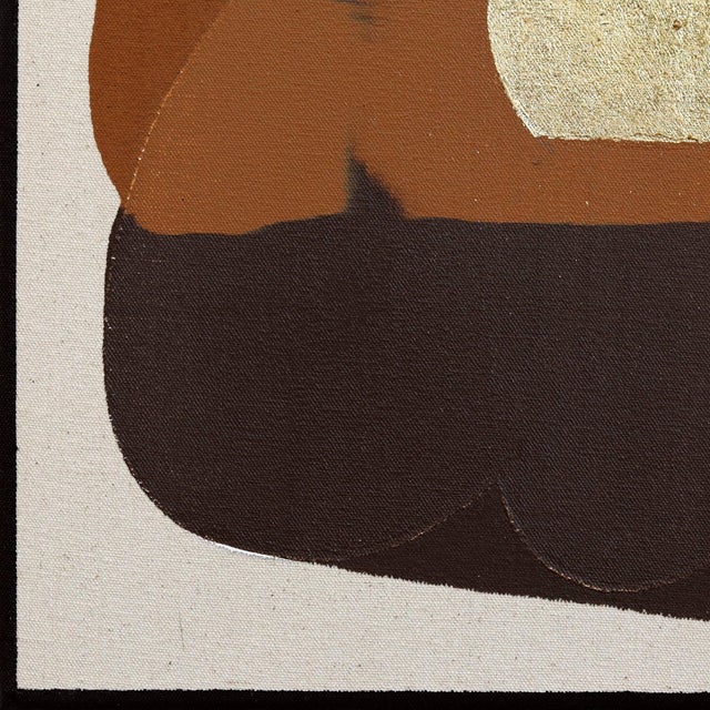 Eternal Sunsets Mini: Aura - Original Warm Ochre Brown Abstract Acrylic and Gold Leaf Painting by Jason DeMeo For Sale In Los Angeles - Image 6 of 10