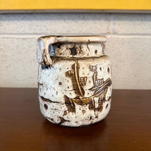 Mid-Century Modern Mid 20th Century Brutalist Japanese Handled Art Pottery Vase For Sale - Image 3 of 8