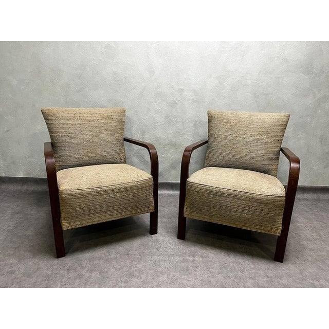 Wood Early 20th Century H-213 Armchairs attributed to Jindřich Halabala, Czechoslovakia, 1930s, Set of 2 For Sale - Image 7 of 13