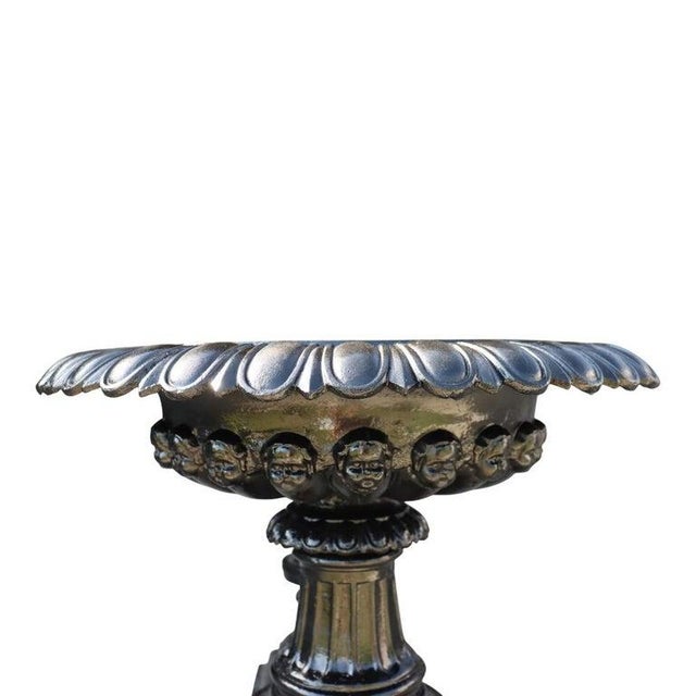 Metal Pair of Large Antique Co-Operative Foundry Figural Cast Iron Garden Urns C1900 For Sale - Image 7 of 10
