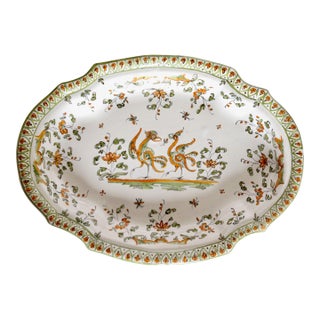 Large 19th-Century French Moustiers Platter With Birds For Sale