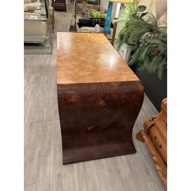 Wood 1980s Coconut Shell Waterfall Desk For Sale - Image 7 of 11