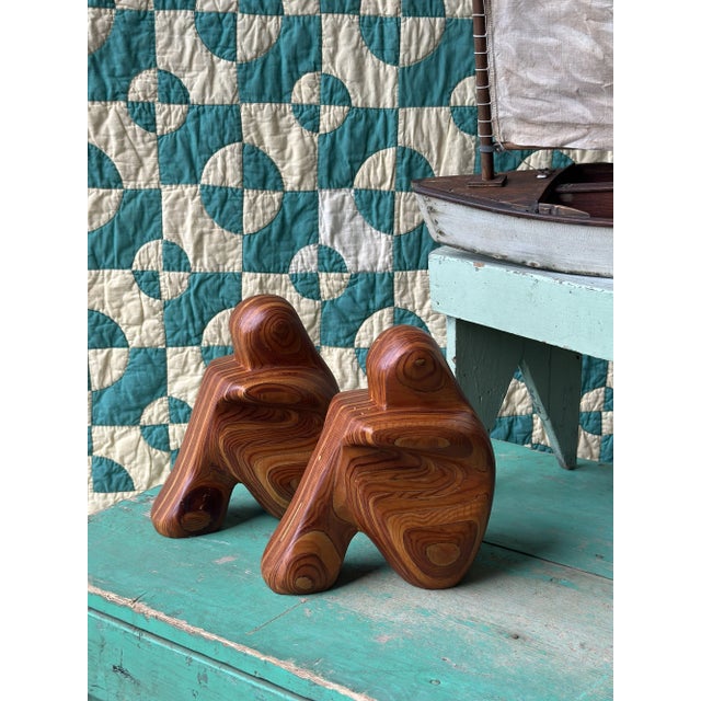 Vintage Laminated Wood Figural Bookends by Robert Hargrave, Circa 1970s-80s For Sale - Image 16 of 16