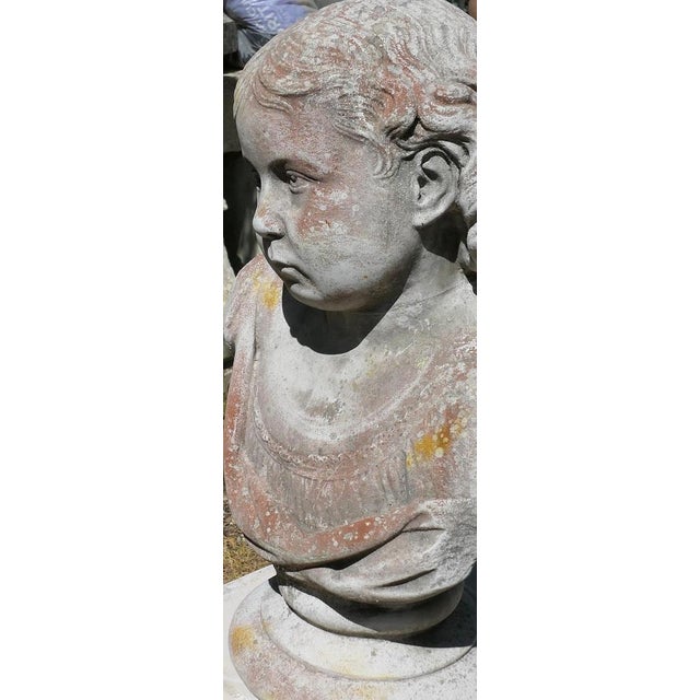 1950s Garden Statue Head and Shoulder Bust of a Young Girl, 1950 For Sale - Image 5 of 7