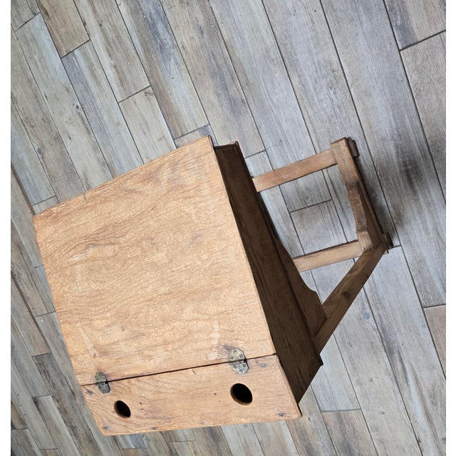 Tan Antique Primitive Early American Slant-Top Child's School Desk For Sale - Image 8 of 12