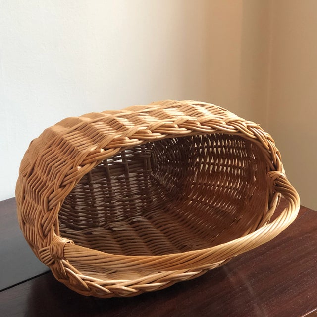Tan Large French-Style Oval Market Basket For Sale - Image 8 of 13