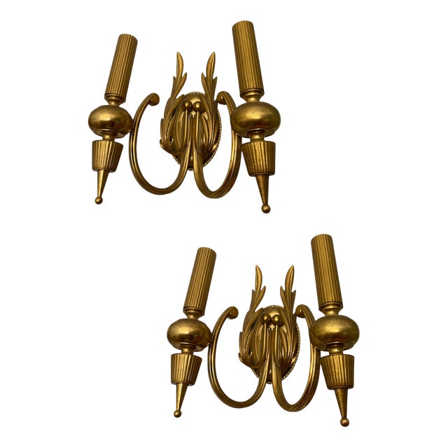 Italian Brass Sconces by Gaetano Sciolari, 1970s, Set of 2 For Sale