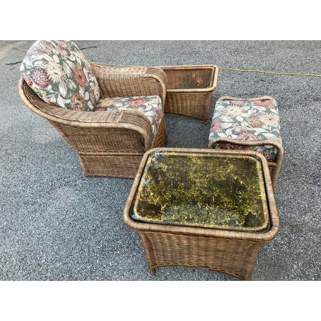 1990s Vintage Braxton Culler Wicker Four Piece Patio Set For Sale - Image 5 of 11