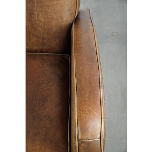 Brown Set of Sheepskin Lounge Chair and Ottoman For Sale - Image 8 of 18