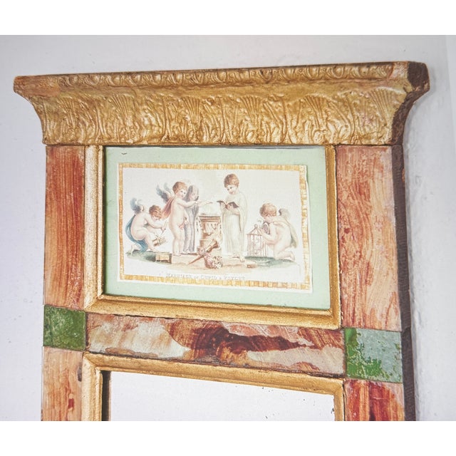 A masterpiece by a Swedish glass/mirror master from around 1820. The piece is partially bronzed. The depictions are in...