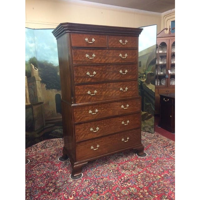English Antique Chest on Chest, English Tall Chest For Sale - Image 3 of 16