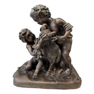 After Clodion, Bacchic Group of Putti with Goat, Bronze For Sale