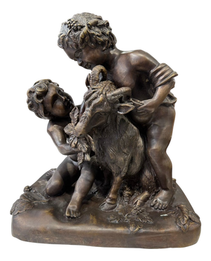 After Clodion, Bacchic Group of Putti with Goat, Bronze
