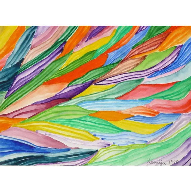 1980 "Rolling Colors" Vivid Abstract Watercolor Painting by Kemija For Sale