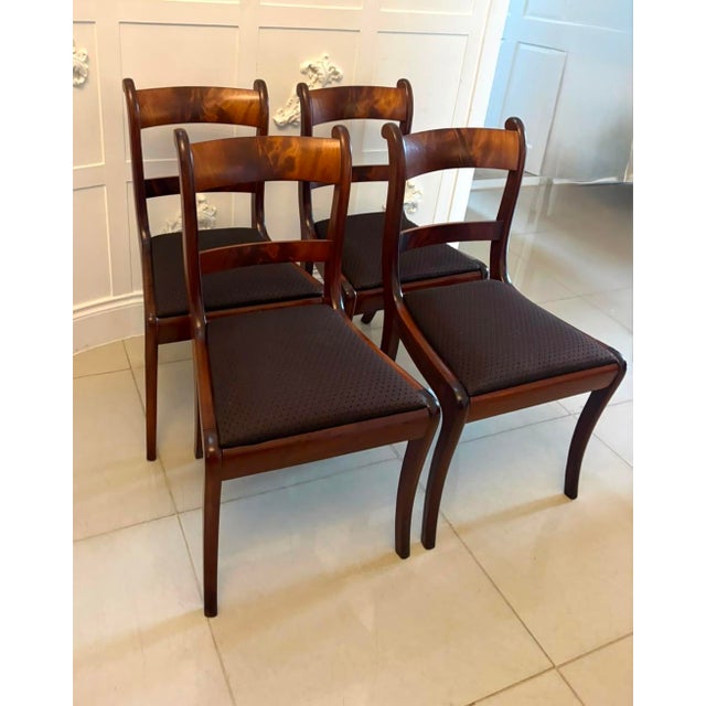 Hollywood Regency Antique Regency Mahogany Bar Back Dining Chairs with Sabre Legs, 1830, Set of 4 For Sale - Image 3 of 15