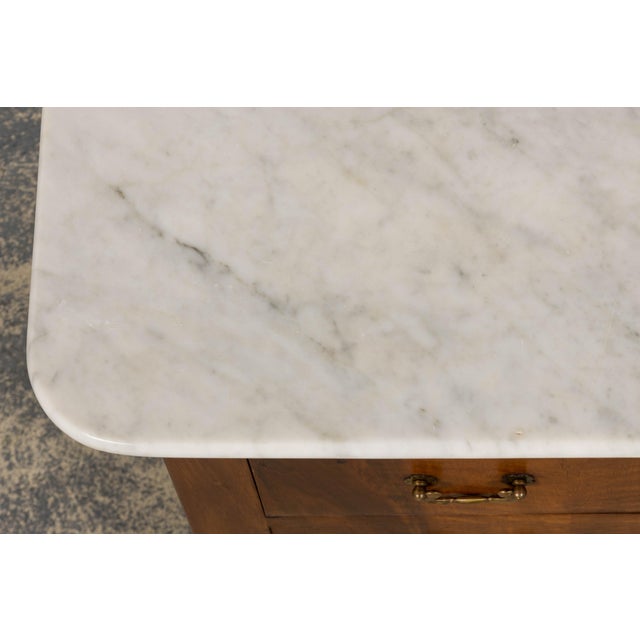 Mid 19th Century 19th Century French Louis Philippe Walnut Chest of Drawers W/ Carrara Marble For Sale - Image 5 of 18
